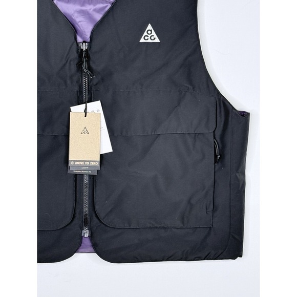 Nike ACG Skull Peak PrimaLoft Reversible Vest Lightweight Black Purple Mens Sz L - Picture 3 of 12